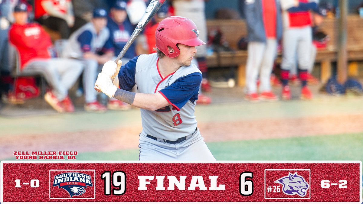 .<a href="/USIBaseball/">USI Baseball</a> Final: Eagles win big with upset of #26 <a href="/YHCAthletics/">YHC Athletics</a>, 19-6. Ethan Hunter scores 4 times, knocks in 3 for the victory. #GoUSIEagles