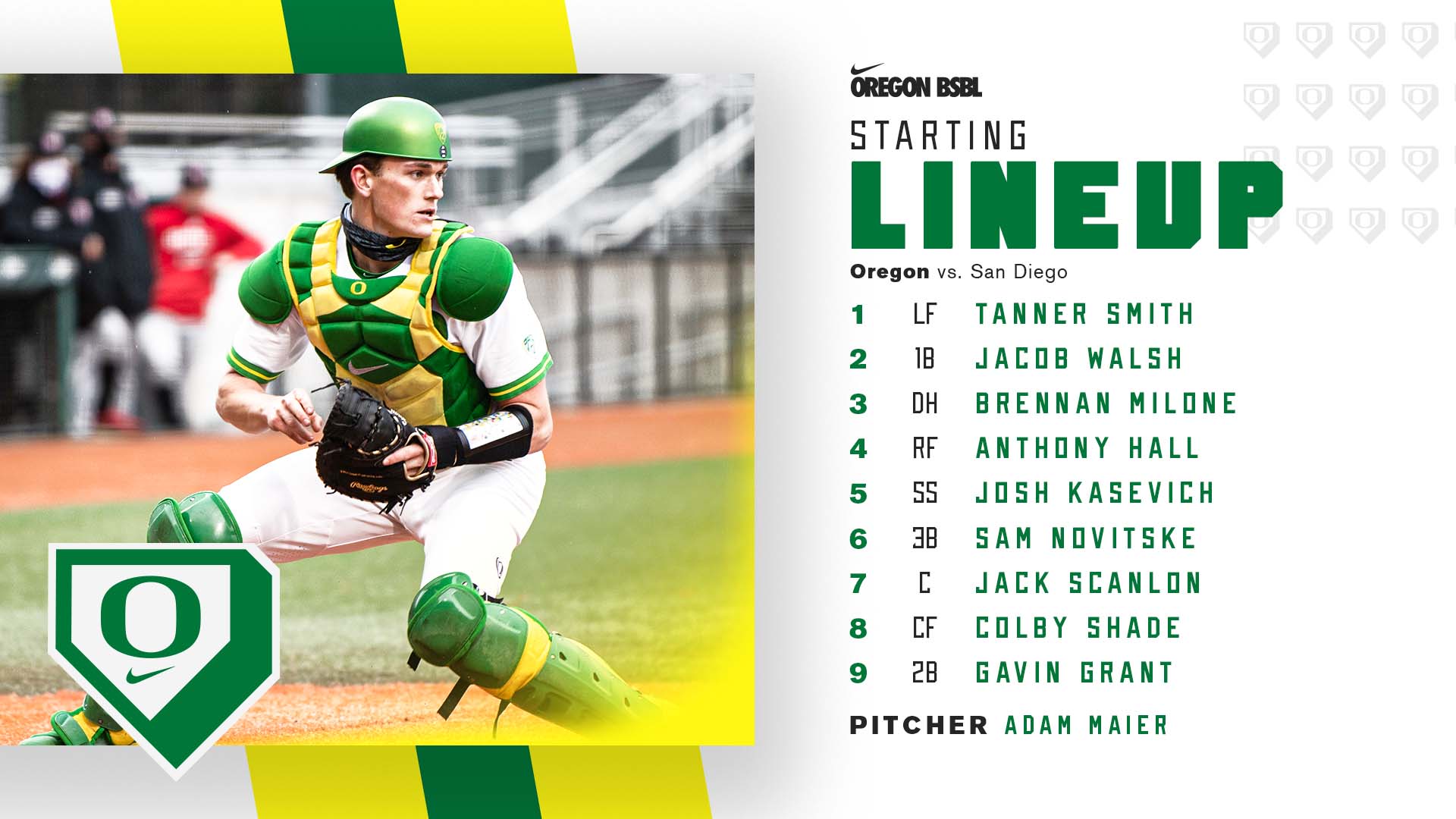 Oregon Duck Baseball on Twitter: Nice mix of vets and young guys getting  the starting nod in the season opener. First pitch at 6 p.m. #GoDucks  Watch:  Listen:  Live Stats