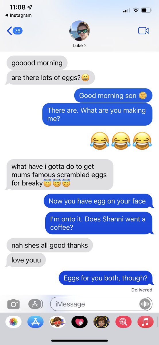 I love that my 20yo son shows so much care and concern about grocery supply in our home, especially after he had such a big night out getting his dance on. He’s msg’ing me from his bedroom 🤣