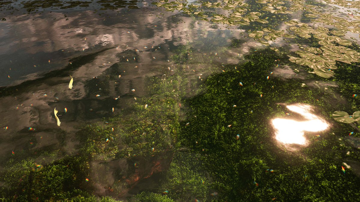 9b75's tweet photo. 二時間ほどプレイしたのだけれど、水と苔に足止めされて、全然、進めなかった！　なにこれスゴイ。『モネの池』みたい！

#来たぞHorizon #HorizonForbiddenWest 
#RiseAboveOurRuin #BeyondTheHorizon #FHFW https://t.co/oEKtsl8bSa