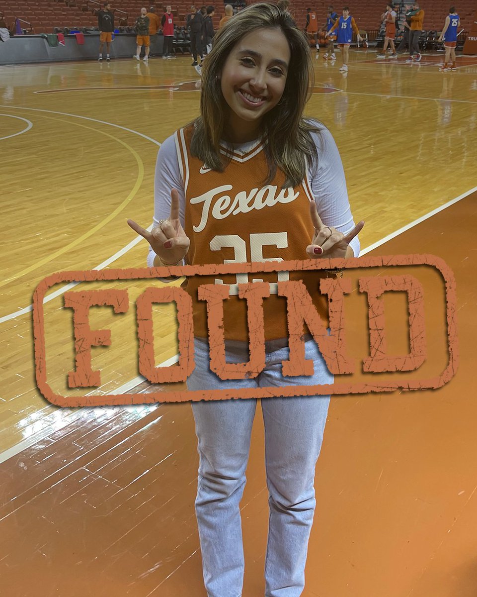 TexasMBB's tweet photo. WE FOUND THOUSAND SHIRT GIRL 🤘

aka Candice Shohed who's a freshman from Los Angeles!

s/o to Longhorn Nation for helping us find her. https://t.co/2eCW2DgeVS