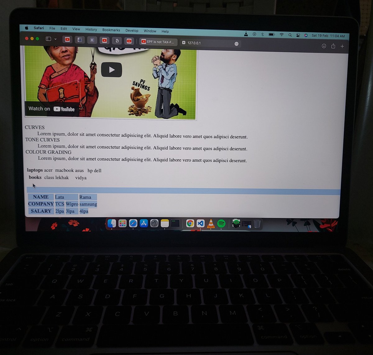 VishalJalde's tweet image. Learning HTML from @JBasavanagudi
Today I learnt about,
•Creating a table
•Embedding YouTube video in our webpage using iframe tag
#learninghtml #100DaysOfCode #coding