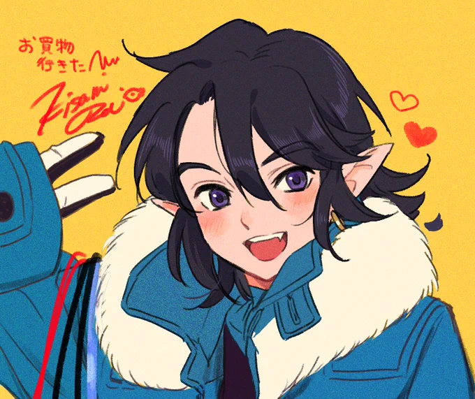 微博アイコン用に描いたわんに〜に🛍💛 