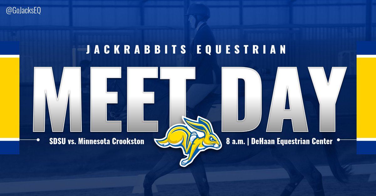 It's the final home event of the season!
#GoJacks

🆚 » Minnesota Crookston
⏰ » 8 a.m. Saturday
🏟️ » DeHaan Equestrian Center | Brookings, S.D.
📺 » GoJacks.com/watch