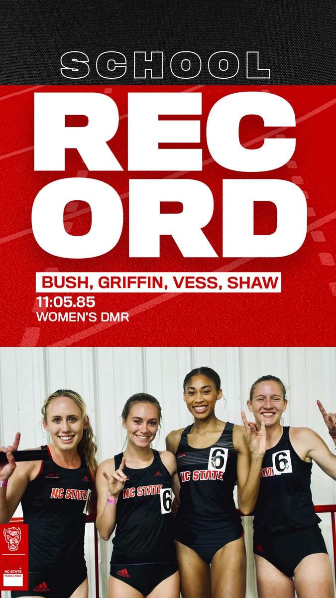 This squad is 𝙨𝙥𝙚𝙚𝙙𝙮

@sambush01, <a href="/jadagriffin_/">jada🧚🏽‍♀️</a>, @annavess2 and <a href="/savshaw19/">Savannah Shaw</a> run an 11:05.85 in the DMR for a third-place finish and the top time in NC State history!

#WolfpackTF | #PackDistance