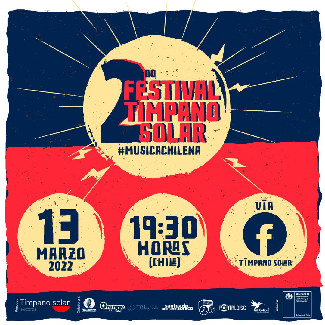 📣Queridxs amigxs solares, después de varios meses de trabajo por fin podemos contarles con agrado que nuestra segunda versión del festival será el próximo #13deMarzo, a las 19:30 hrs (Chile) y lo transmitiremos a través de nuestra cuenta de #Facebook Tímpano Solar.