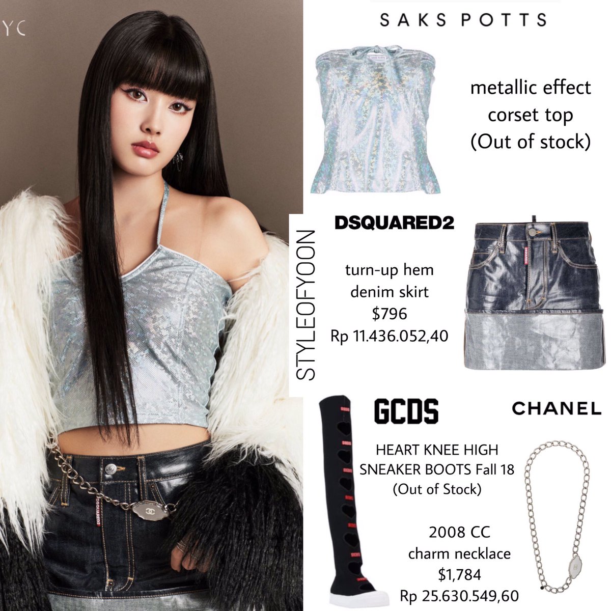 styleofyoon's tweet photo. 📷 STAYC [https://t.co/RzvVbd8fpL] Concept Photo
——
@sakspotts top
@dsquared2 skirt 
@gcdswear boots
@chanelofficial charm 
——
Top info @staycfashion 
——
⚠️ don't steal my info, give full credit⚠️

#stayc  #yoonstayc #yoonstyle #윤 #스테이씨윤패션 #스테이씨윤스타일 #스테이씨 https://t.co/hxmZ3jkC9S