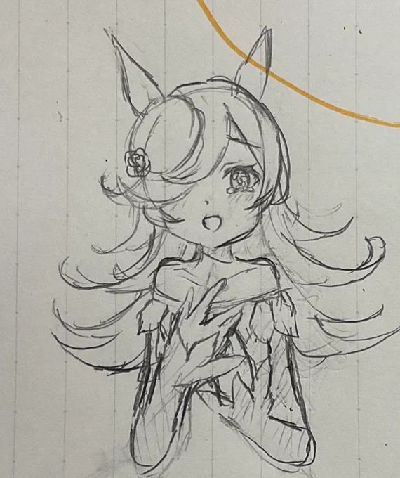 ラフと完成品。これは現代文の時の落描きから生まれました。 