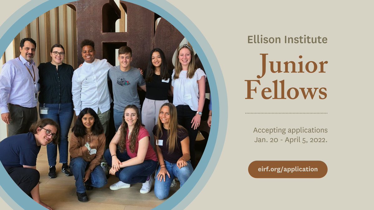 Each summer, the #EllisonInstitute welcomes a group of rising #highschool seniors for our Junior Fellows program - a free, 3-week, hands-on exploration into a career in #STEM.

Applications for this year's program close 4/5 - apply today! bit.ly/3I58Whl