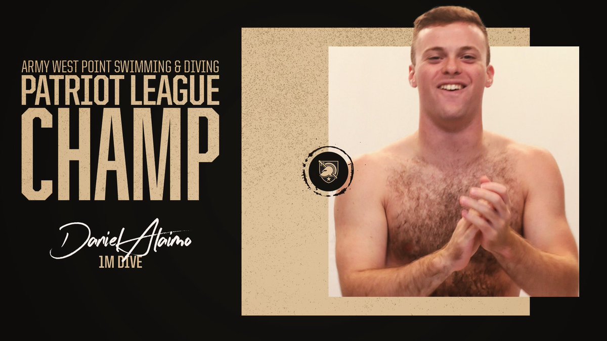ArmyWP_SwimDive's tweet photo. ⭐️ 𝐏𝐀𝐓𝐑𝐈𝐎𝐓 𝐋𝐄𝐀𝐆𝐔𝐄 𝐂𝐇𝐀𝐌𝐏𝐈𝐎𝐍 ⭐️ 

Daniel Alaimo now has two @PatriotLeague 👑s after capturing the 1M board with a score of 342.80. 👏 

#GoArmy | #RelentlessPursuit https://t.co/PXO8BBWmA4