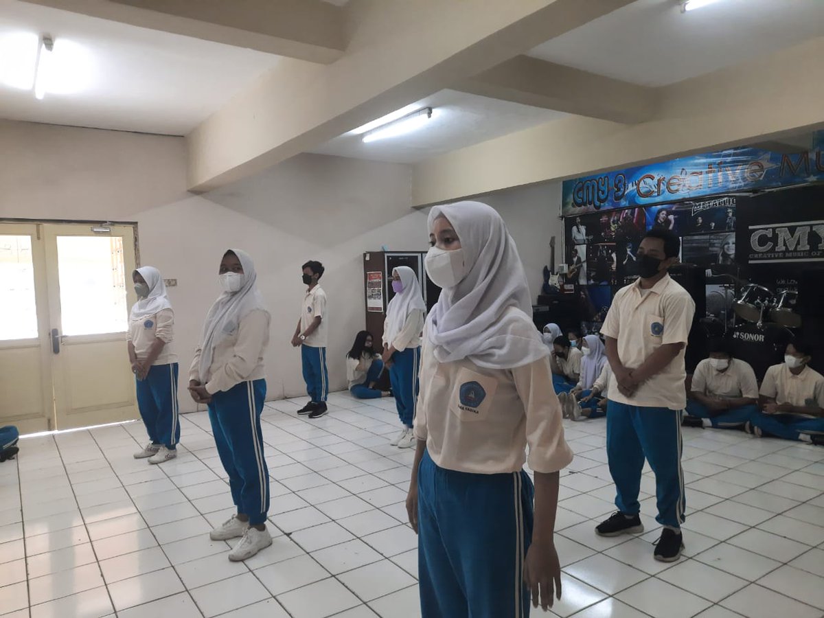 Kegiatan Ujian praktek PJOK secara offline dengan tetap menggunakan prtokol kesehatan yg ketat