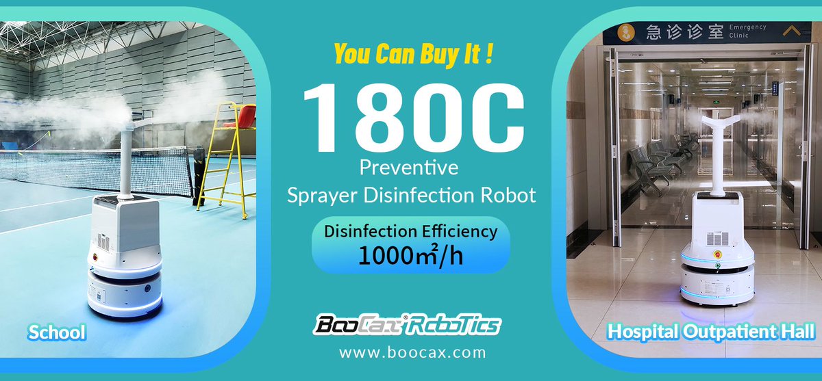 Victor04171's tweet image. 180C Sprayer Disinfection Robot Using for Air Disinfecting.

We research and produce disinfection robots and kindly contact us for more details if any interests.

Email : victor.liu@boocax.com
Whatsapp : +86 132 8386 7223

#boocaxrobotics #robotics #disinfection #sprayer # #CDC