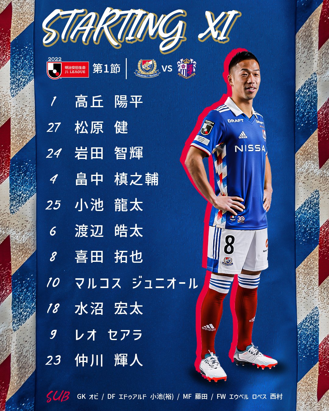 横浜F•マリノス渡辺皓太ユニフォーム2023