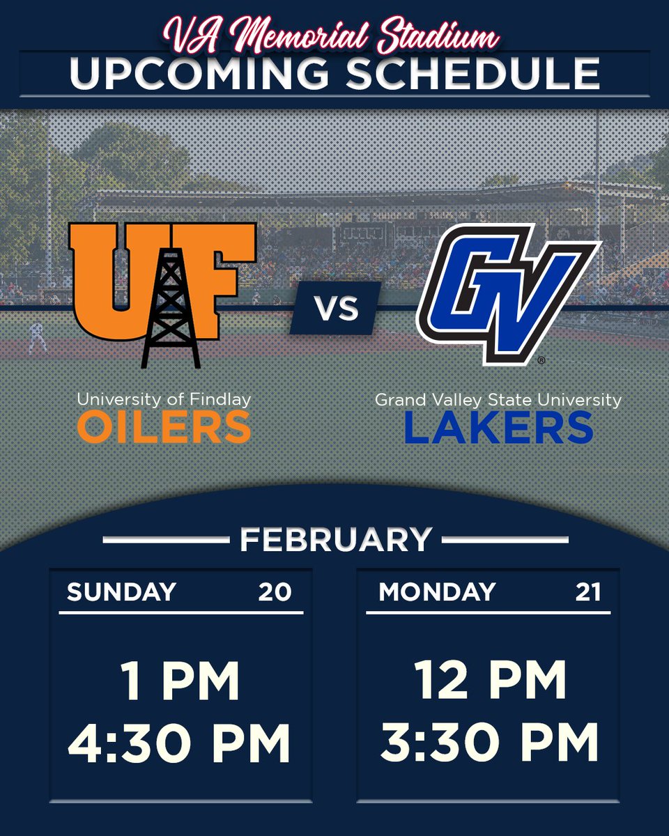WHO WANTS TO WATCH SOME BASEBALL? We're hosting doubleheaders Sunday &amp; Monday at VA Memorial Stadium between <a href="/gvsulakers/">GVSU Lakers</a> &amp; <a href="/FindlayOilers/">Findlay Oilers</a>! 

<a href="/GVSUBaseball/">GVSU Baseball</a> | <a href="/UF_Baseball_/">Findlay Baseball</a> | #BaseballIsBack