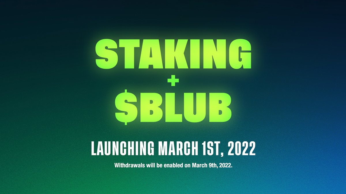 menacee_crpt's tweet photo. @NfTonur All holders will be able to stake your whales on our staking platform and start earning a daily yield in our native $BLUB token. Both Pregame and After Party characters are available for staking.

#staking #token #playtoearn #nft #nftdrop https://t.co/pzNFzrxhjd

@WastedWhales https://t.co/O377aGE3UR