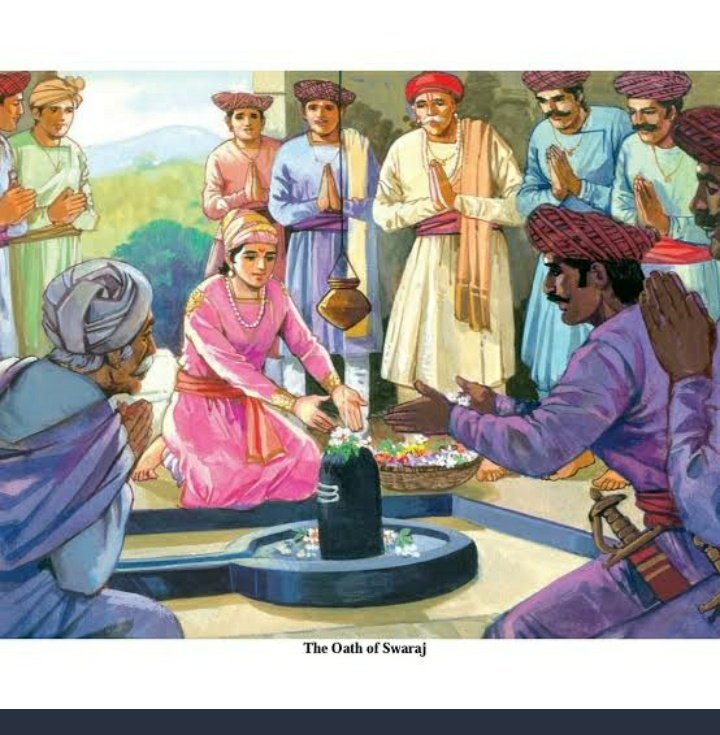 The oath of Swaraj was an oath of freedom by #ShivajiMaharaj. He encouraged his followers to strive to attain their ideal of 'Hindavi Swaraj' which was an oath refusing to live as slaves. The oath was taken with Lord Raereshwar as a witness.

#ShivajiMaharaj_for_HinduRashtra