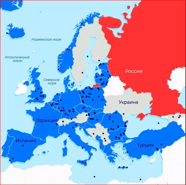 Европа входит в войну. Страны НАТО на карте Европы. Карта НАТО 2021.