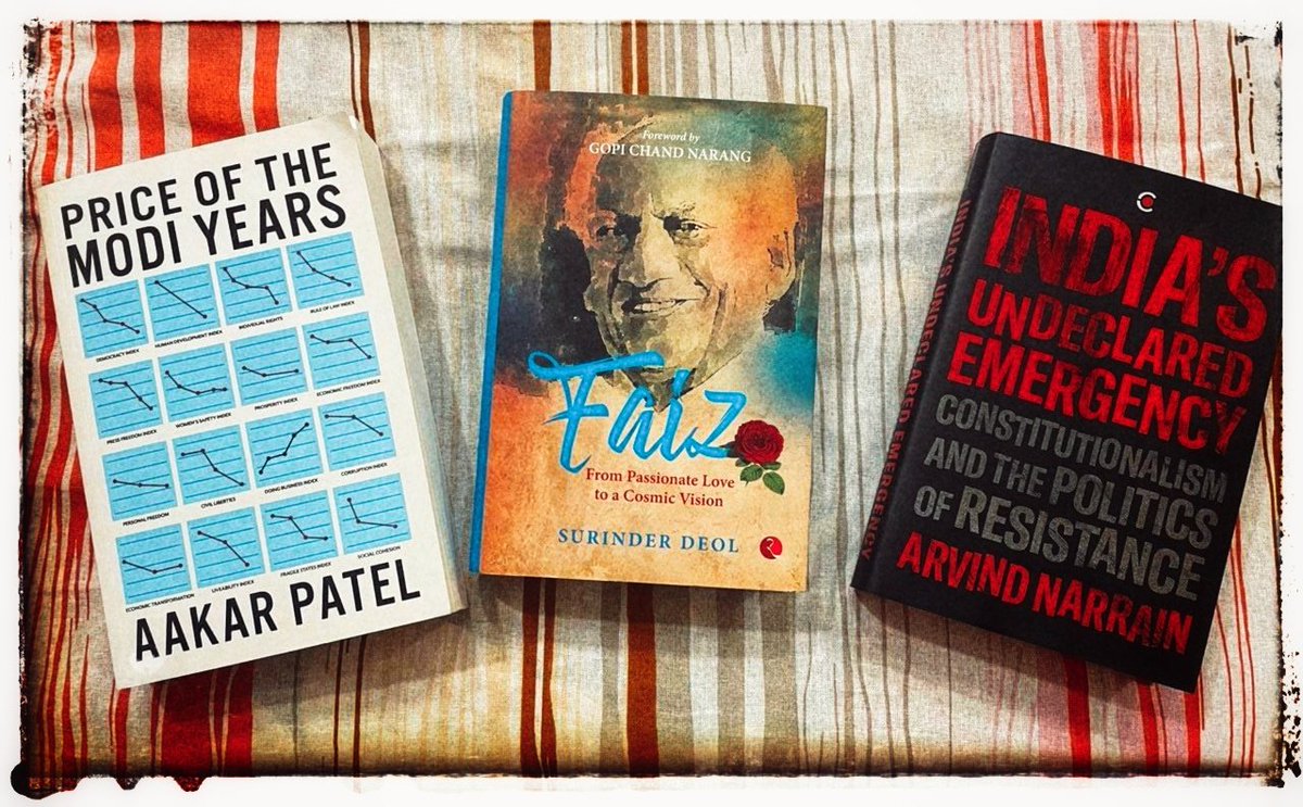 pratyushh's tweet photo. What shall be your pick?Confused, am I? Definitely. Maybe.
1. Facts - Disarray, indexed turmoil, blur
2. Love & Passion
3. Reality vis a vis Truth
#Weekend #WeekendVibes #Books
#PriceOfTheModiYears #AakarPatel
#Faiz #SurinderDeol
#IndiasUndeclaredEmergency #ArvindNarrain https://t.co/qJYM0YWPfH