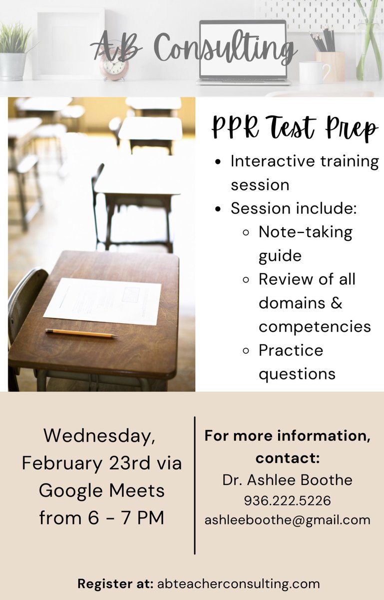 mrs_boothe's tweet photo. Know a teacher who needs to pass the PPR? Send them my way! #passtheppr #abconsulting https://t.co/YjjChodib3