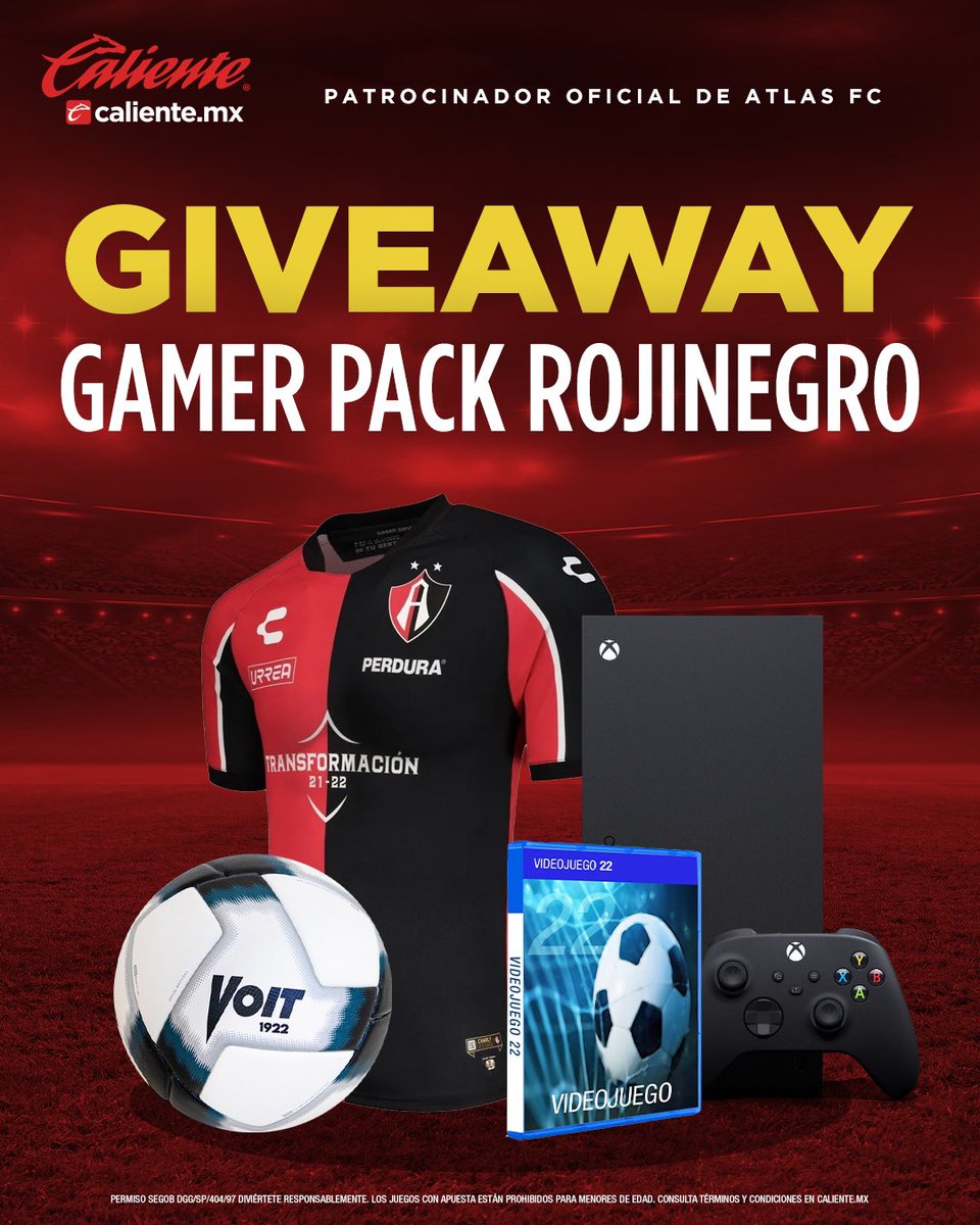 AtlasFC's tweet photo. 🚨GIVEAWAY @CALIENTESPORTS DE CAMPEÓN🚨

GANA UN SUPER PACK GAMER ROJINEGRO CON CONSOLA, VIDEOJUEGO, JERSEY Y BALÓN DE LA LIGA MX  🎮🦊⚽️

Dale 🔁 y ❤️
PARTICIPA AQUÍ: https://t.co/UYbVe5Kzqs https://t.co/dxRlh7mtsk