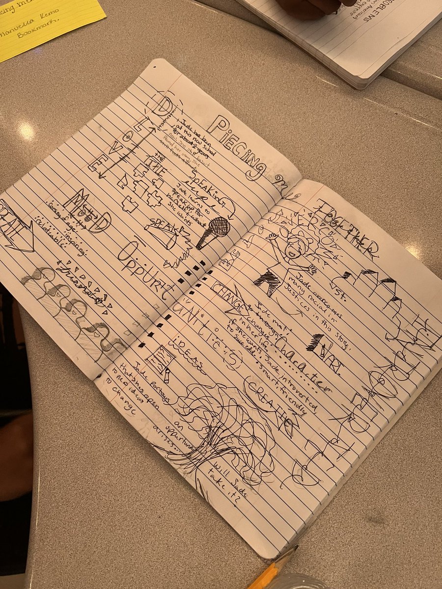 KrisanneStewart's tweet photo. @elawithmsmeno @HillwoodMS loved sharing her students’ synthesis pages with me! Beautiful writing about reading! #KellerLiteracy https://t.co/qWSWDgeJnZ