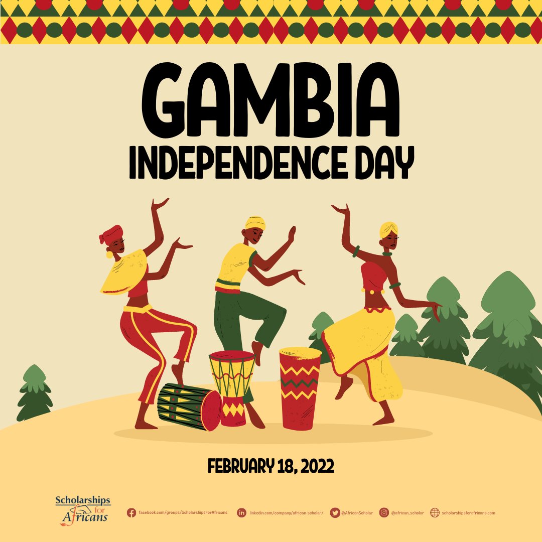 AfricanScholar's tweet photo. We may never know how it feels like to live in free countries if it were not for the bravery of our forefathers. 

Today, the strong freedom fighters of The Gambia deserve a big salute from us. 

Happy Independence Day to the Republic of The Gambia!

#scholarshipsforafricans https://t.co/GReReA8HCC