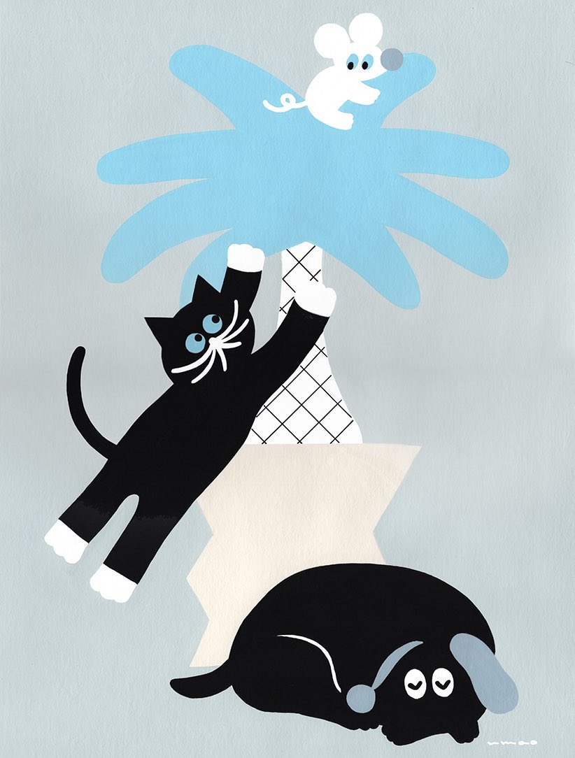 「東京、蔵前にある@tokyopixel さんで個展開催中〜🐀💨🐈‍⬛💨 」|umaoのイラスト