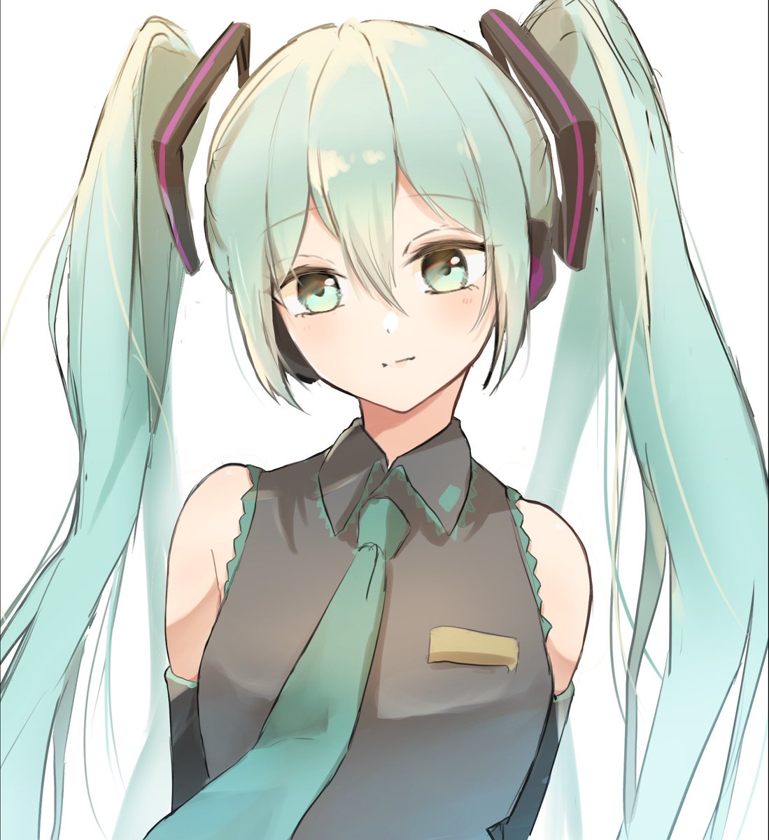 hatsune miku 1girl solo necktie twintails long hair shirt detached sleeves  illustration images