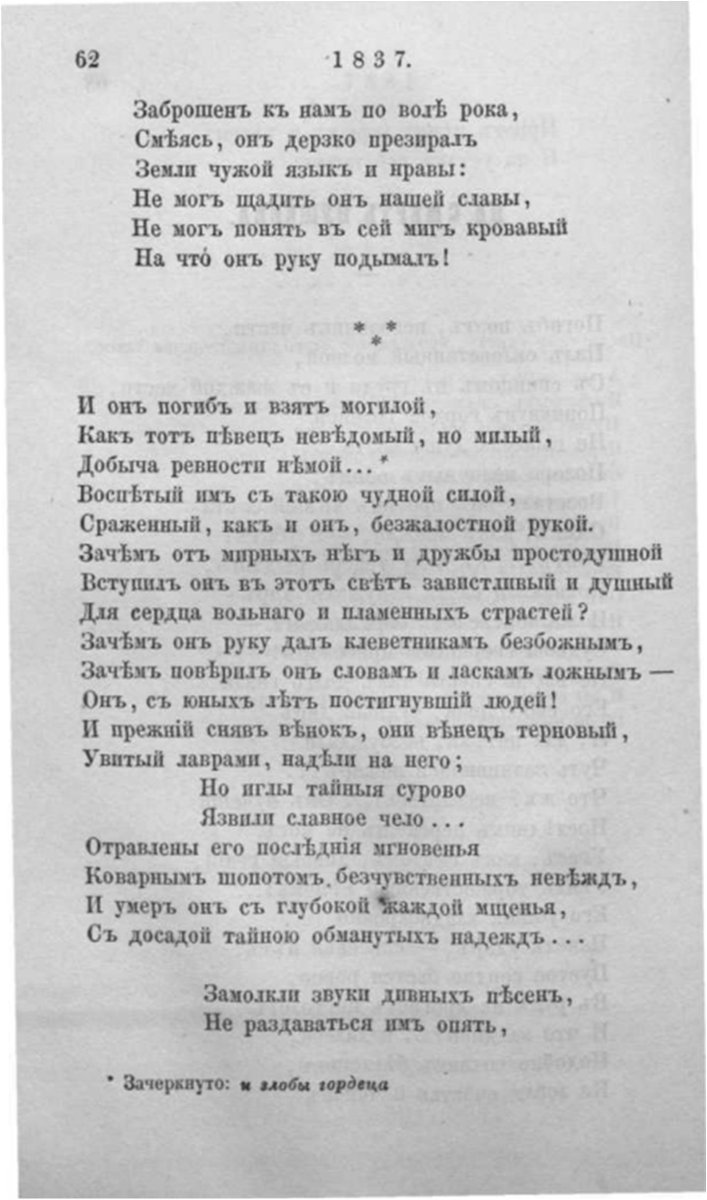 Погиб поэт!- невольник чести -
Пал, оклеветанный молвой,
С свинцом в груди и жаждой мести,
Поникнув гордой головой!..
19 февраля 1837 г. М.Ю. Лермонтов написал стихотворение «На смерть поэта».
#ВремяЧитать произведения поэта в ЭБ #ДворецКниги simlib.ru/handle/1234567…
#PROчтение