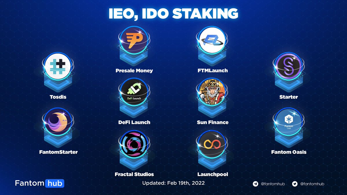 SonicHub 💥 (@sonichub_) on Twitter photo 4.3. We have listed out platforms for Fantom-ers to track and hunt for potential IDO, IEO staking projects on #Fantom Blockchain.
<a href="/TosdisFinance/">Tosdis</a> <a href="/fantomstarter/">FS (Prev. FantomStarter)</a> @presalemoney <a href="/defi_launch/">DeFi Launch</a> @FTMlaunch #Fractal_Studios <a href="/SunFinanceFTM/">Sun Finance 👻</a> <a href="/LaunchPoolXYZ/">Launchpool ($LPOOL 💙,🧡)</a> @StarterXyz @fantom_oasis 4.3. We have listed out platforms for Fantom-ers to track and hunt for potential IDO, IEO staking projects on #Fantom Blockchain.
<a href="/TosdisFinance/">Tosdis</a> <a href="/fantomstarter/">FS (Prev. FantomStarter)</a> @presalemoney <a href="/defi_launch/">DeFi Launch</a> @FTMlaunch #Fractal_Studios <a href="/SunFinanceFTM/">Sun Finance 👻</a> <a href="/LaunchPoolXYZ/">Launchpool ($LPOOL 💙,🧡)</a> @StarterXyz @fantom_oasis