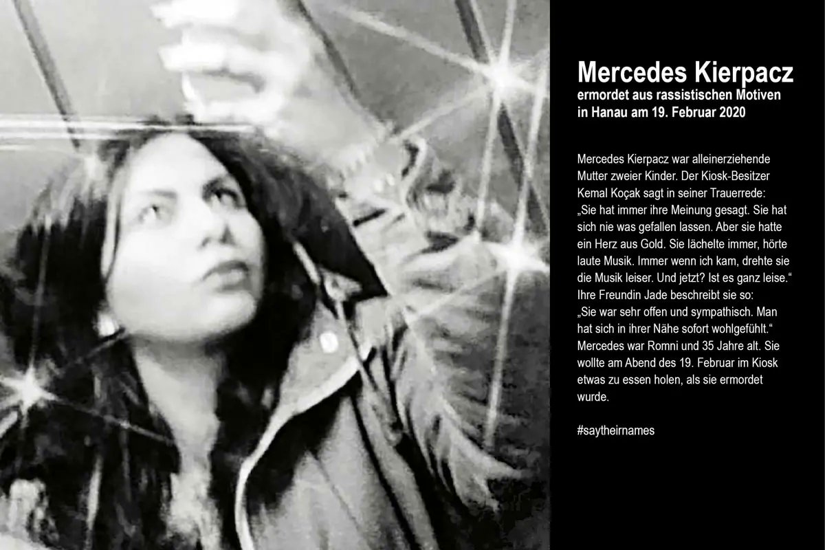 wirmittendrin's tweet photo. #saytheirnames 🖤 #mercedeskierpacz

#Hanau #hanauistüberall #hanau1902

credit: #umbruchbildarchiv https://t.co/d3nqoWJLah