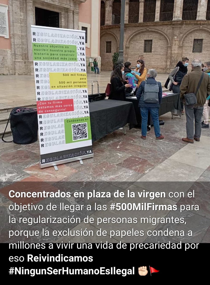 Amer98998889's tweet photo. #RegularizacionYa #500MilFirmas por una vida de dignidad para las personas migrantes. #ILPRegularizacion #Valencia https://t.co/HiLkk9Wpdm