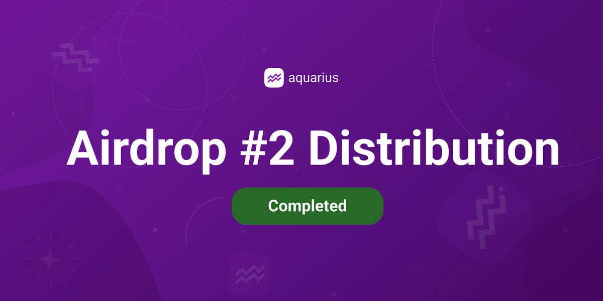 We are pleased to announce Airdrop #2 has been fully distributed! 🎉

All 15 billion ♒️ $AQUA is waiting to be claimed in each eligible user's wallets over the next 36 months.

Every user has a specific day of the month to claim their payments. Make sure to check when yours is 😊