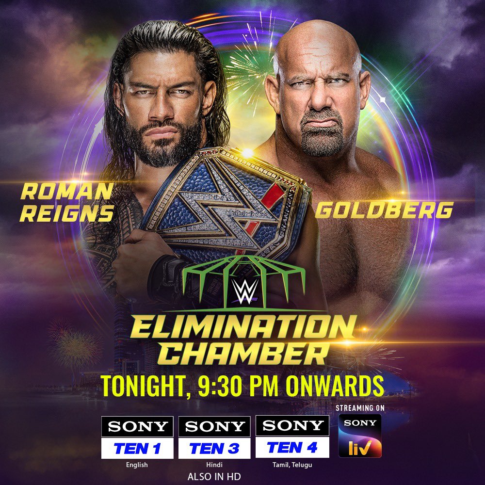 Eliminate your Saturday night plans as we bring you the most awaited face-off😎 🥊WWE ELIMINATION CHAMBER ⏱️TONIGHT, 9:30 PM onwards 📺SONY TEN 1, 3 & 4 @WWEIndia @WWE #WWE #SirfSonyPeDikhega #WWEChamber