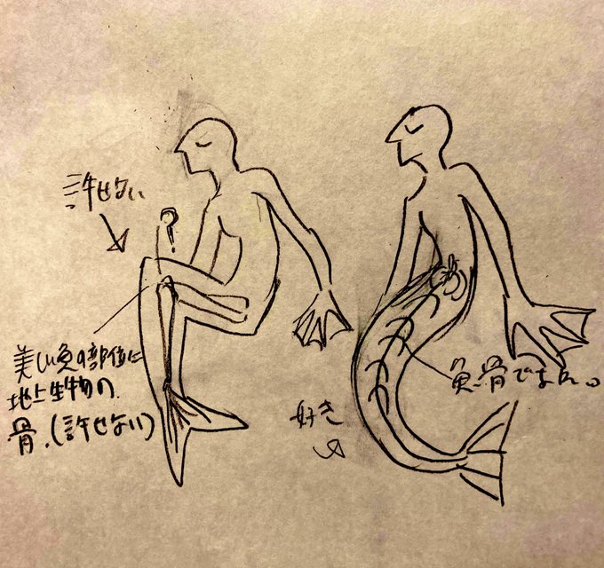 人魚の描写の、好き嫌い。
なので、人魚のコスプレも仕方ないけど
違う…違うんだ…となっている。 