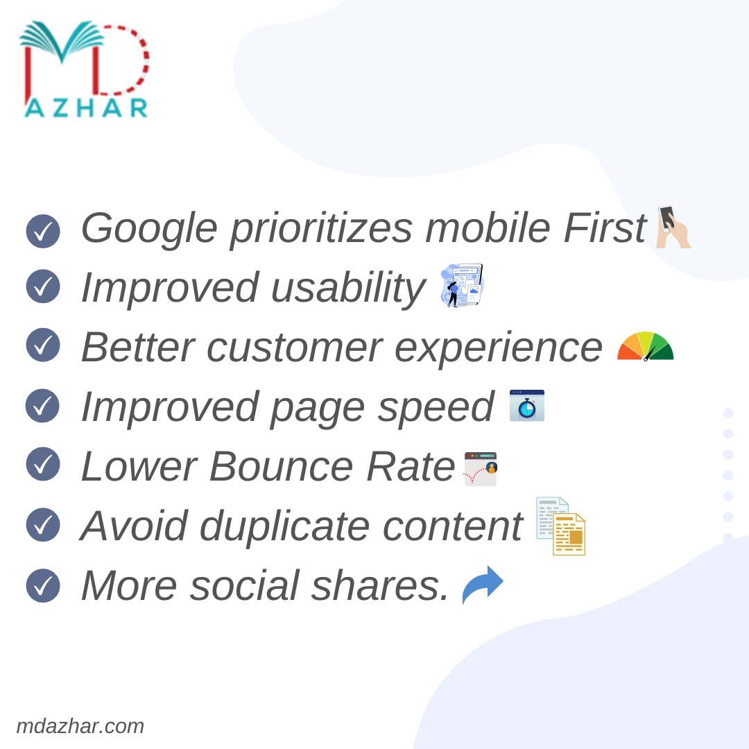 digitalazhar's tweet photo. Your website's responsiveness is an undoubtedly important factor in enhancing user experience and preventing typical SEO errors that might harm your Google results.
Here are some SEO benefits of responsive website design
Source : SEJ
#mdazhar #seo #responsivewebdesign #Benefits https://t.co/ngRVY8u1db