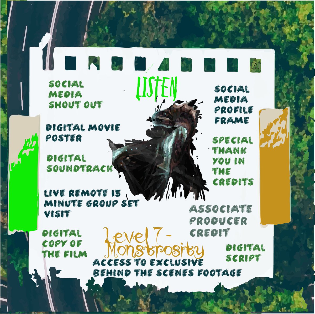 ListenShort's tweet photo. Hey, would you like to be an associate producer on our horror film?

🌱 📽 Listen ~ Level 6 - Behemoth

🌟Follow the link in the bio to watch the full video and learn more about the project! 🌟💚🎇

#crowdfunding #kickstarter #gofundme #seedandspark #horror #scifi https://t.co/mNhC8pwFz7