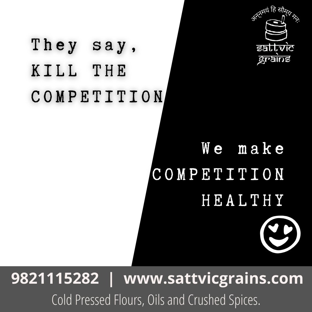 SattvicG's tweet photo. Healthy Flours for Everyone.
Competitors, Collaborators, Friends, and Foes.
Brought to you by Sattvic Grains.
.
.
.
#SattvicGrains #ColdPressedFlours #ColdPressedOils #ColdPressedAata #MultiGrainFlour #WholeWheatFlour #Organic #StoneMilled #Faridabad #grocery #freehomedelivery https://t.co/xH0vfxWcjZ