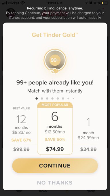 I&rsquo;m this close too paying for Tinder Gold just too see if these 99+ matches are legit https://t.co/b<a href="/tag/newprofilepic"class="tags"><span>#newprofilepic</span></a>