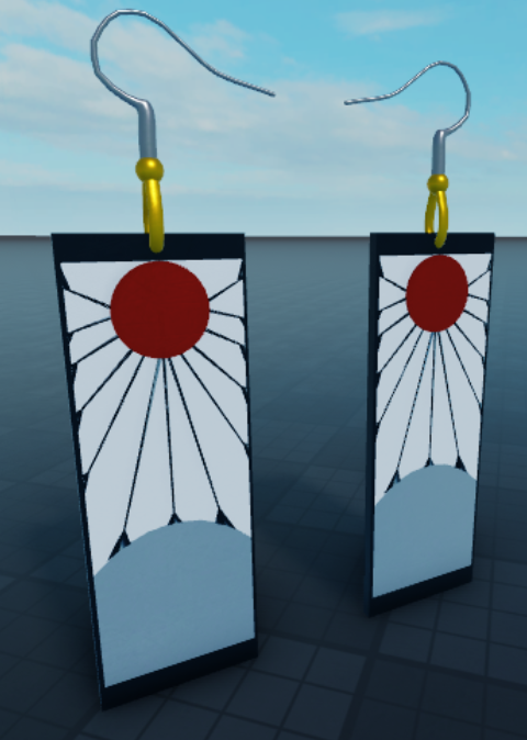 Invisibliss2's tweet photo. [Demon Slayer] Tsugikuni's Hanafuda Earrings #RobloxDev #Roblox #Blender3d https://t.co/R1tfmIgXo5