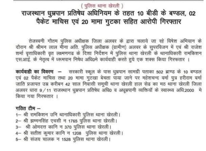 इस बेहतरीन उपलब्धि के लिए अलवर पुलिस की स्पेशल टीम को राष्ट्रपति पदक तो मिलना ही चाहिए