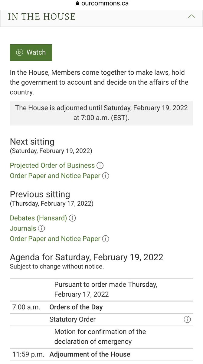 canmericanized's tweet photo. Canadian Government House Leader confirms Parliamentary debate on the use of Emergencies Act to resume -  Sat. 7am. Also Sunday and Monday culminating in an 8pm vote. 🇨🇦 
#cdnpoli https://t.co/KbcoSMtivi