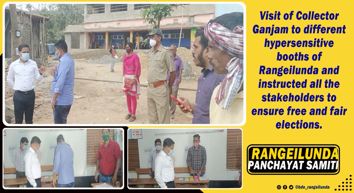 bdo_rangeilunda's tweet photo. #RangeilundaBlock Visit of Collector Ganjam to different hypersensitive booths of Rangeilunda and instructed all the stakeholders to ensure free and fair elections. @Ganjam_Admin @DRDAGanjam @sdmbam @MoSarkar5T @OasPatra https://t.co/sOtUzjLSBI