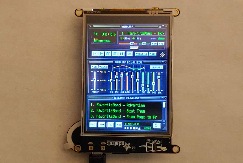 winampskins's tweet image. A fun little project guide by @adafruit. Build a screen that shows an image of Winamp and can play a preloaded playlist when you tap it.

blog.adafruit.com/2022/02/18/new…

Would be cool to see someone take it further and implement more of the UI!