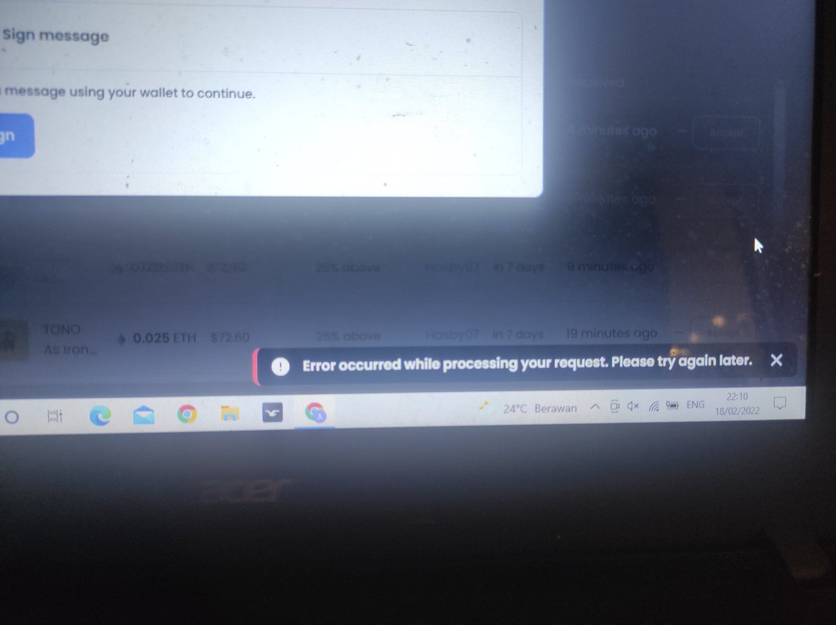 santoon_tv's tweet photo. Are there errors in Polygon Matic network? I can't proceed to accept offers because these errors. @opensea https://t.co/g8ZzNPvjpP