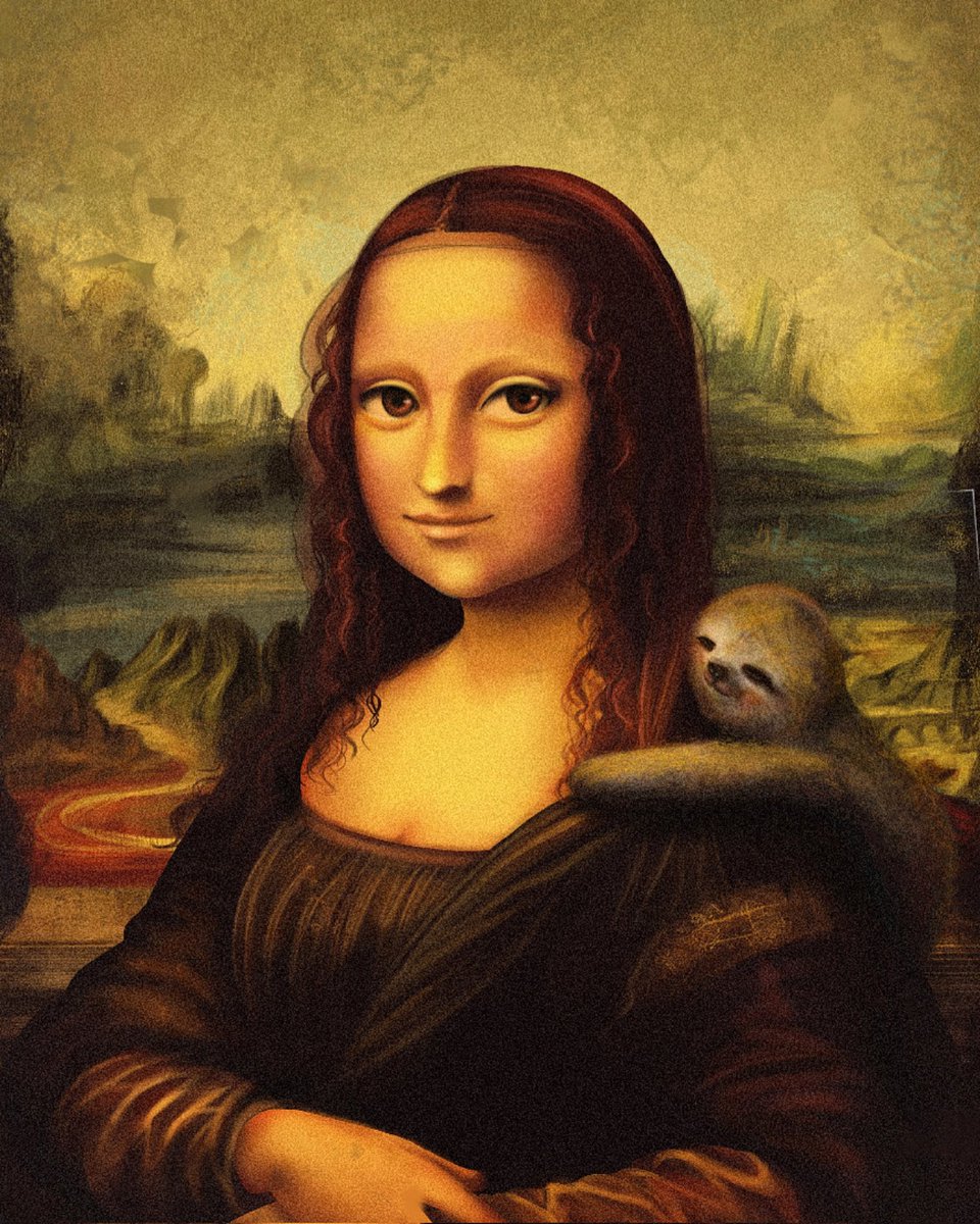 Mona Lisa and the smiling sloth  minted on <a href="/WazirXNFT/">WazirX NFT Marketplace</a>
nft.wazirx.org/assets/0x23Cad…

I'm happy with what I chose for it. It's the only piece I worked on for more than 3 days so that it comes out the best. And here it is, My best and recreation of world's best! ❤
#NFT #NFTartist #art