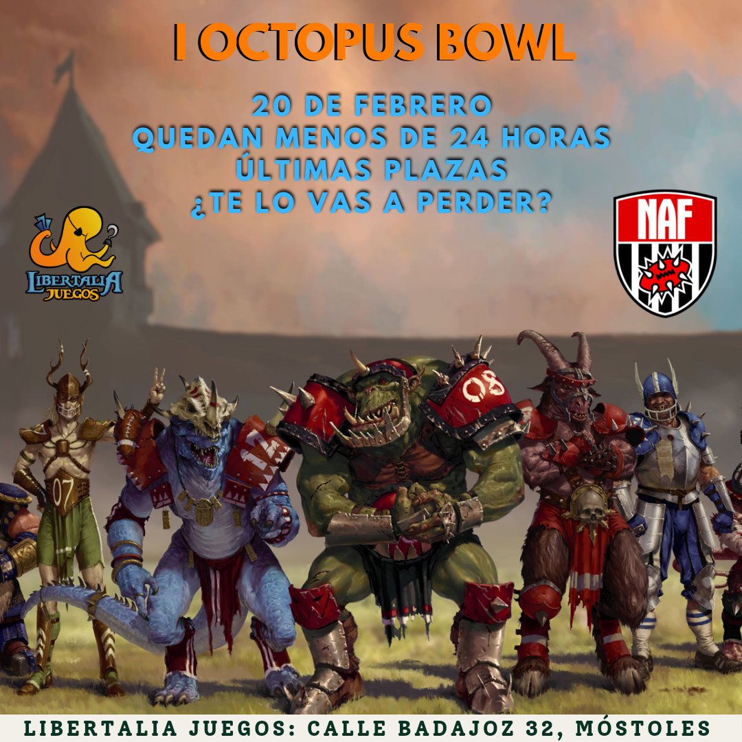 Quedan menos de 24 horas para la I Octopus Bowl y tan solo 4 plazas! ¿Te lo vas a perder?