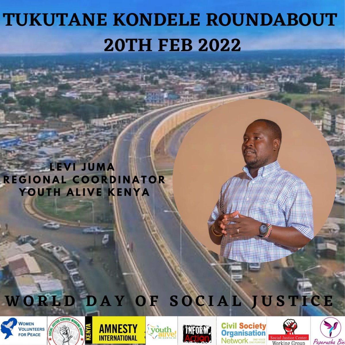 Tomorrow remains to be a critical date in the calender of human rights works and  social justice advocacy we shall all gather at kondele round about as we mark the world social justice day
<a href="/ManyattaBSJC/">Manyatta B Social Justice Centre -(MBSJC)</a> 
<a href="/SamsonOnditi12/">Cde Samson Onditi</a> 
<a href="/ejordan254/">Jordan</a> 
<a href="/CynthiaOkoth/">Cynthia Okoth</a> 
<a href="/NHRN254/">National Human Rights Network</a>