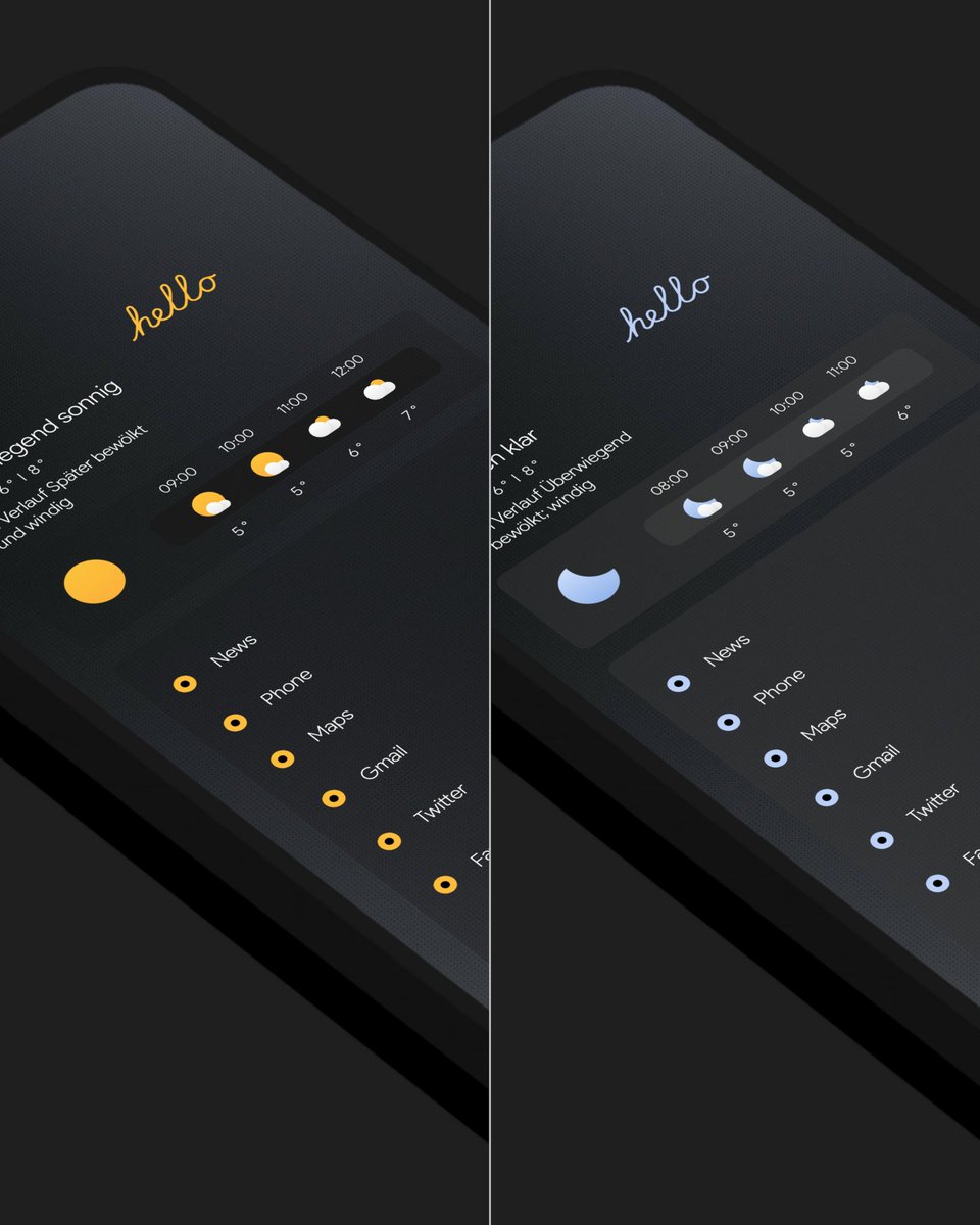 Mike (@rheinlandmike) on Twitter photo - Day & Night -
Automatic color change between day and night mode.
Colors taken from Weather Icons.
✓ <a href="/MarcusBremen/">MarcusBremen</a> thanks for your help
✓ KLWP by myself - Day & Night -
Automatic color change between day and night mode.
Colors taken from Weather Icons.
✓ <a href="/MarcusBremen/">MarcusBremen</a> thanks for your help
✓ KLWP by myself