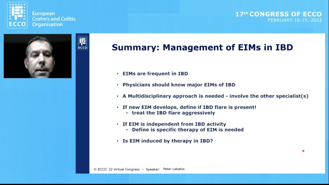 Peter Lakatos giving such a brilliant lecture on EIMs and drug choice, that I find it difficult to decide which 4 slides to share. #ECCO2022 #ECCO22